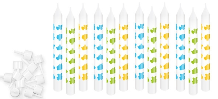 Свечи для торта с подставками DELICIA KIDS 6 см, 12 шт., одноцветные Свечи для торта с подставками DELICIA KIDS 6 см, 12 шт., одноцветные
