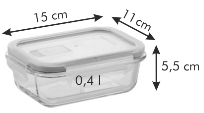 Контейнер FRESHBOX Glass 0,4 л, прямоугольный Контейнер FRESHBOX Glass 0,4 л, прямоугольный