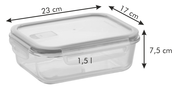 Контейнер FRESHBOX Glass 1,5 л, прямоугольный Контейнер FRESHBOX Glass 1,5 л, прямоугольный