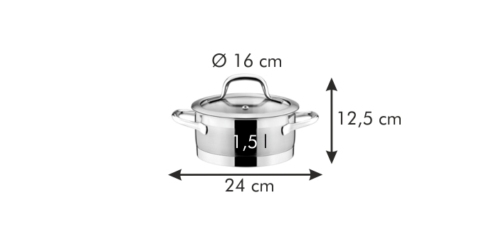 Кастрюля PRESIDENT с крышкой d 16 cm, 1.5 л. Кастрюля PRESIDENT с крышкой d 16 cm, 1.5 л.