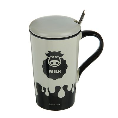 Кружка с ложкой и крышкой 350 мл Milk Кружка с ложкой и крышкой 350 мл Milk