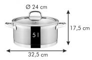 Кастрюля PRESIDENT с крышкой d 24 cm, 5.0 л.