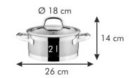 Кастрюля PRESIDENT с крышкой d 18 cm, 2.0 л.