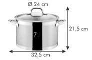Кастрюля высокая PRESIDENT с крышкой d 24cm, 7.0 л.
