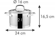 Кастрюля PRESIDENT с крышкой d 16 cm, 2.0 л.